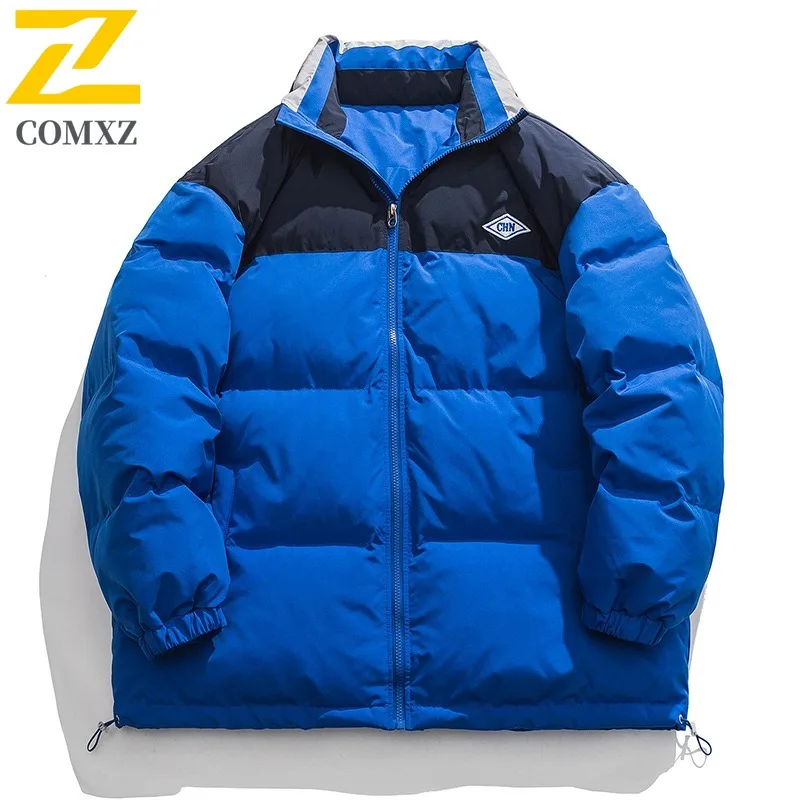 COMXZ Men's Spring Autumn Winter New Trendy Loose Fleece Lined Thick Hooded Puffer Cotton Coat outdoor lightweight windbreaker