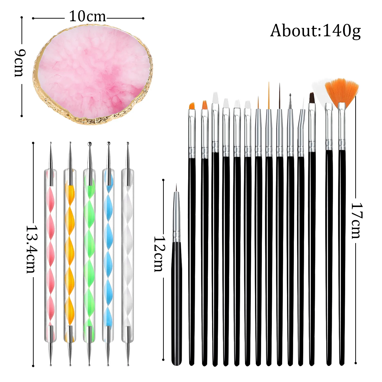 Nail Art Palette Brush Design Tip Painting Drawing Display Carving Dotting Pen Acrylic Gel UV Polish DIY Manicure Set Tools