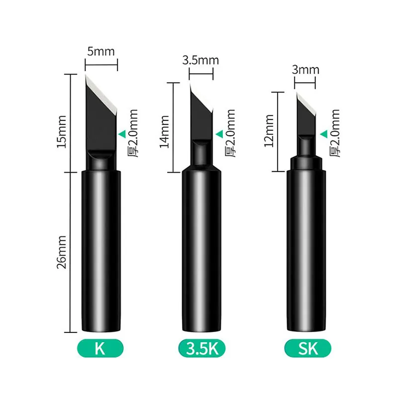 936 937 8586 knife type round pointed tip iron tip internal heat resistant black diamond welding tip 5pcs