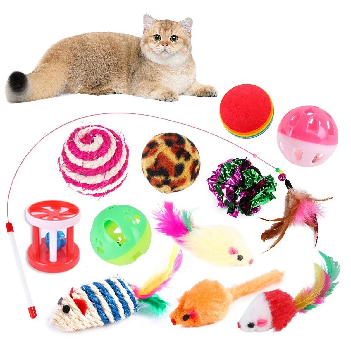 15 - 25PCS Professional Cat Toy Combination Set - Interactive Toys for Kittens and Cats, Meet All Play Needs