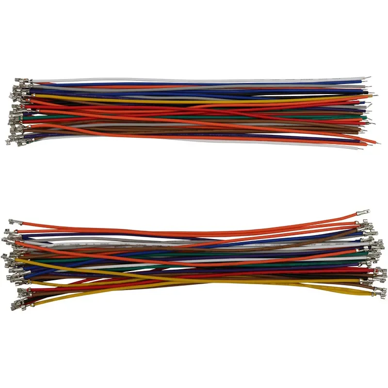 100PCS/LOT EH 2.54 Terminal Tinned Copper Wire Single Head/Doublle Head Color Electronic Connection Wire 26AWG EH2.54MM Pitch