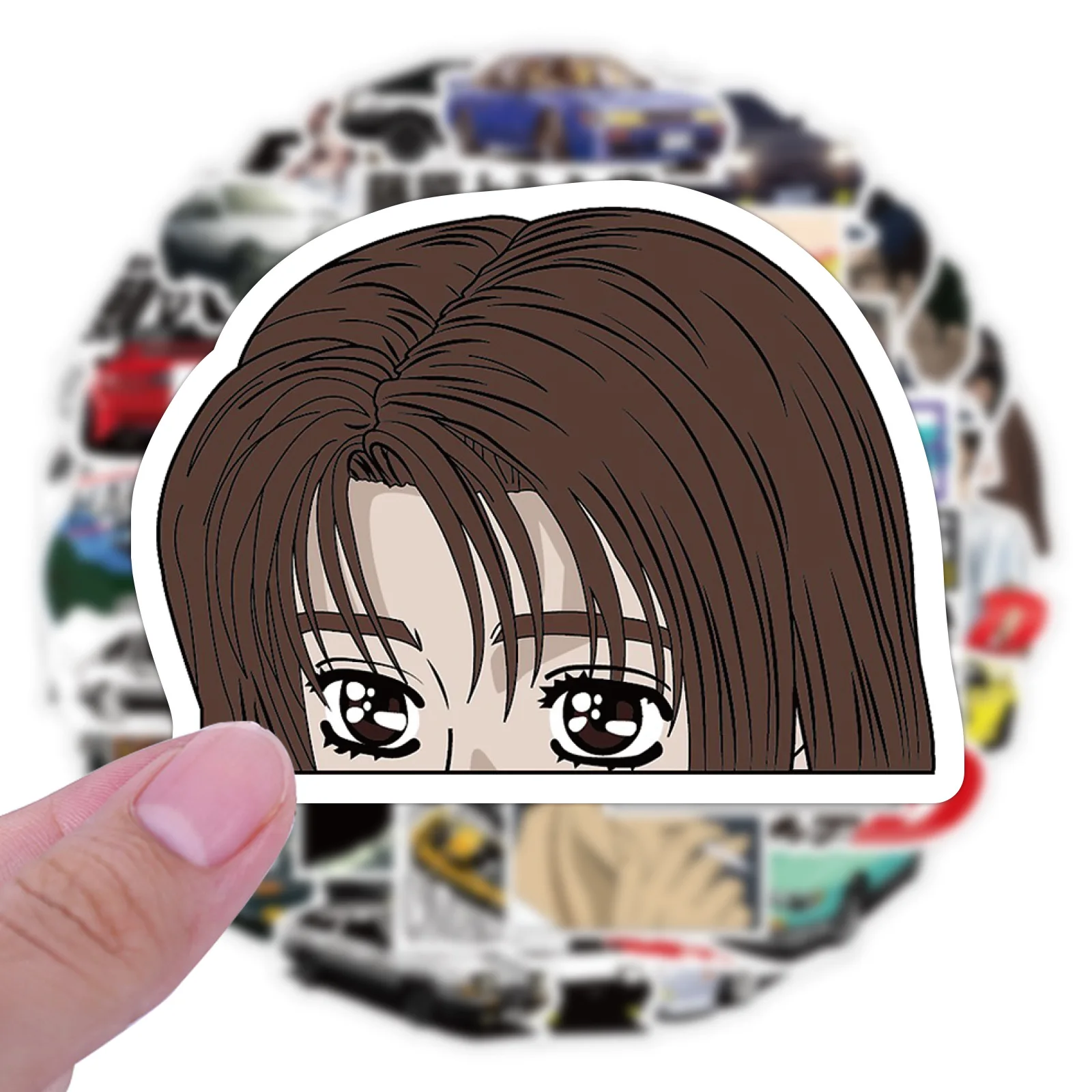 50pcs Initial D Cartoon Cute Sticker Mobile Phone Case Notebook Waterproof Sticker Decoration Supplies