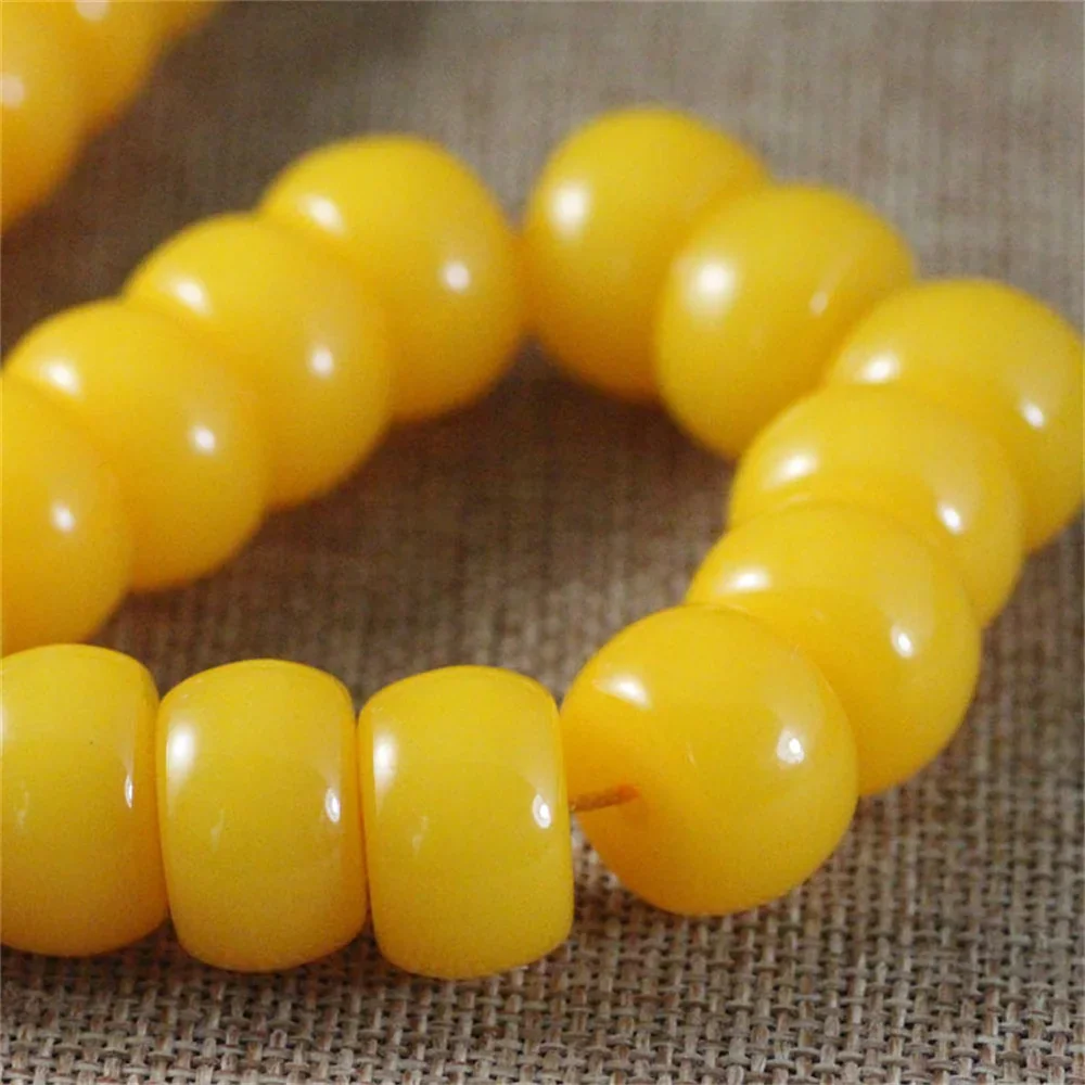 Charm Loose Beads for Jewelry Making 11x18mm Imitation Amber Honey Barrel Resin Yellow Wheel Beeswax DIY Bracelet Necklace Shim