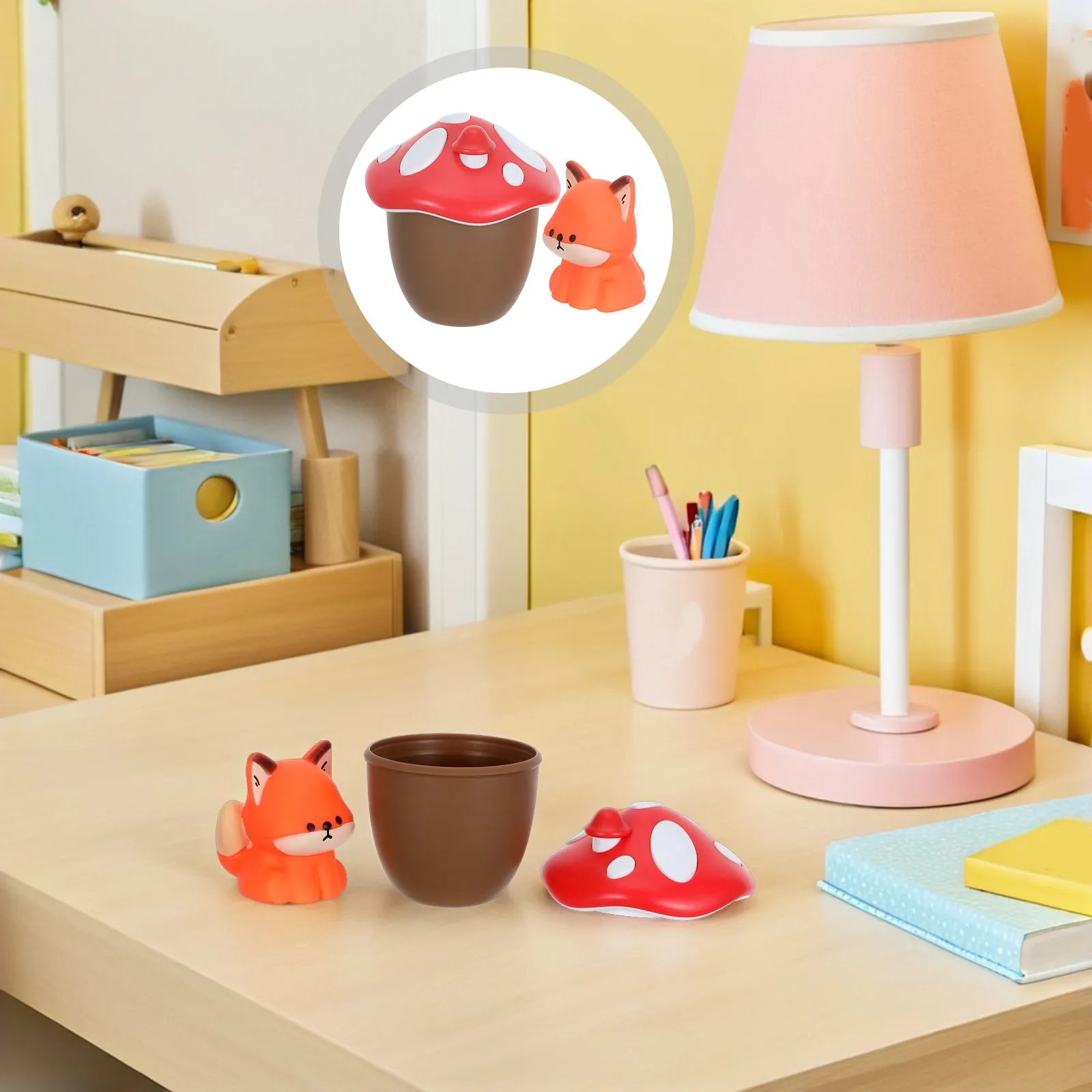 2-set-di-giocattoli-educativi-per-bambini-con-volpi-su-funghi-accessori-per-terrari-e-giardini-delle-fate