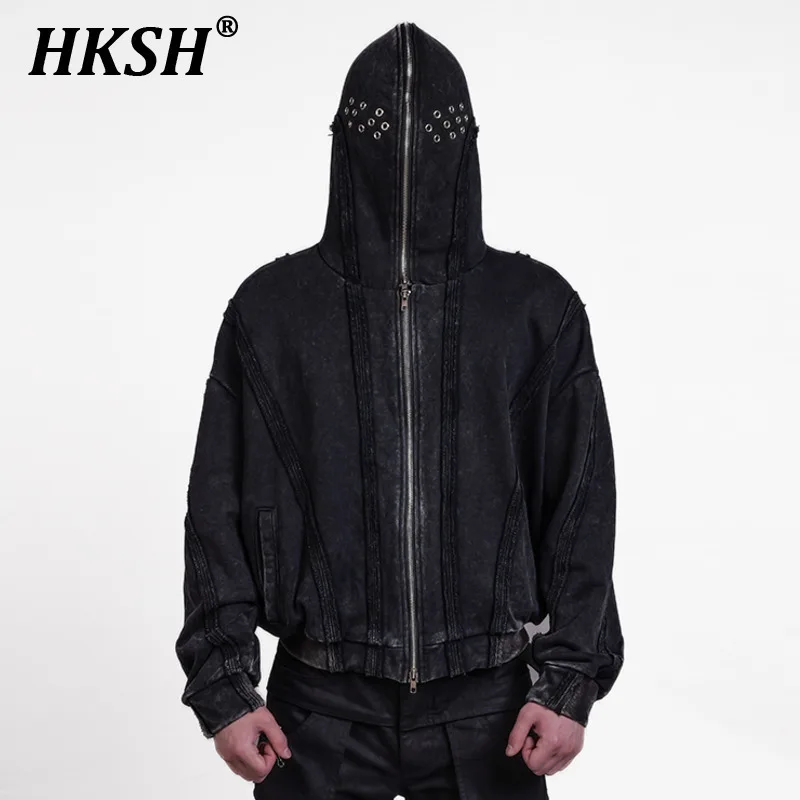 HKSH Autumn Men's Tide Punk Waste Land Air Eye Mask Thick Cotton Heavy Shaped Loose Hooded Hoodies Trendy Chic Sweatshirt HK3308