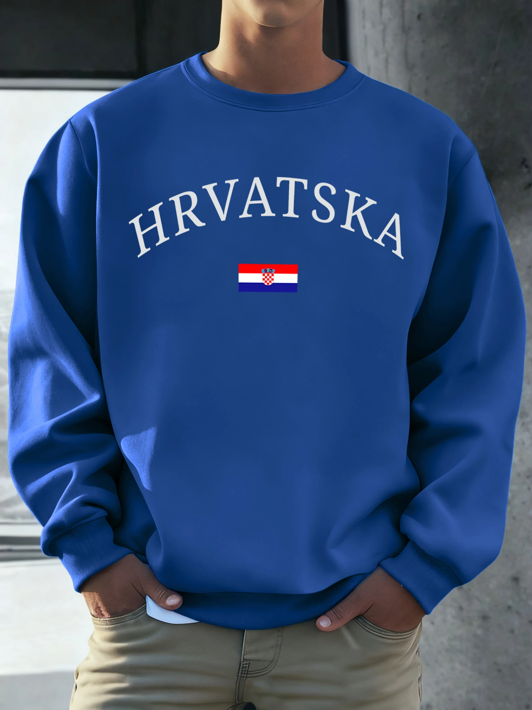 

Hrvatska толстовки с принтом флага, мужские повседневные свободные винтажные уличные теплые пуловеры с меховой подкладкой, флисовые повседневные мужские с длинными рукавами