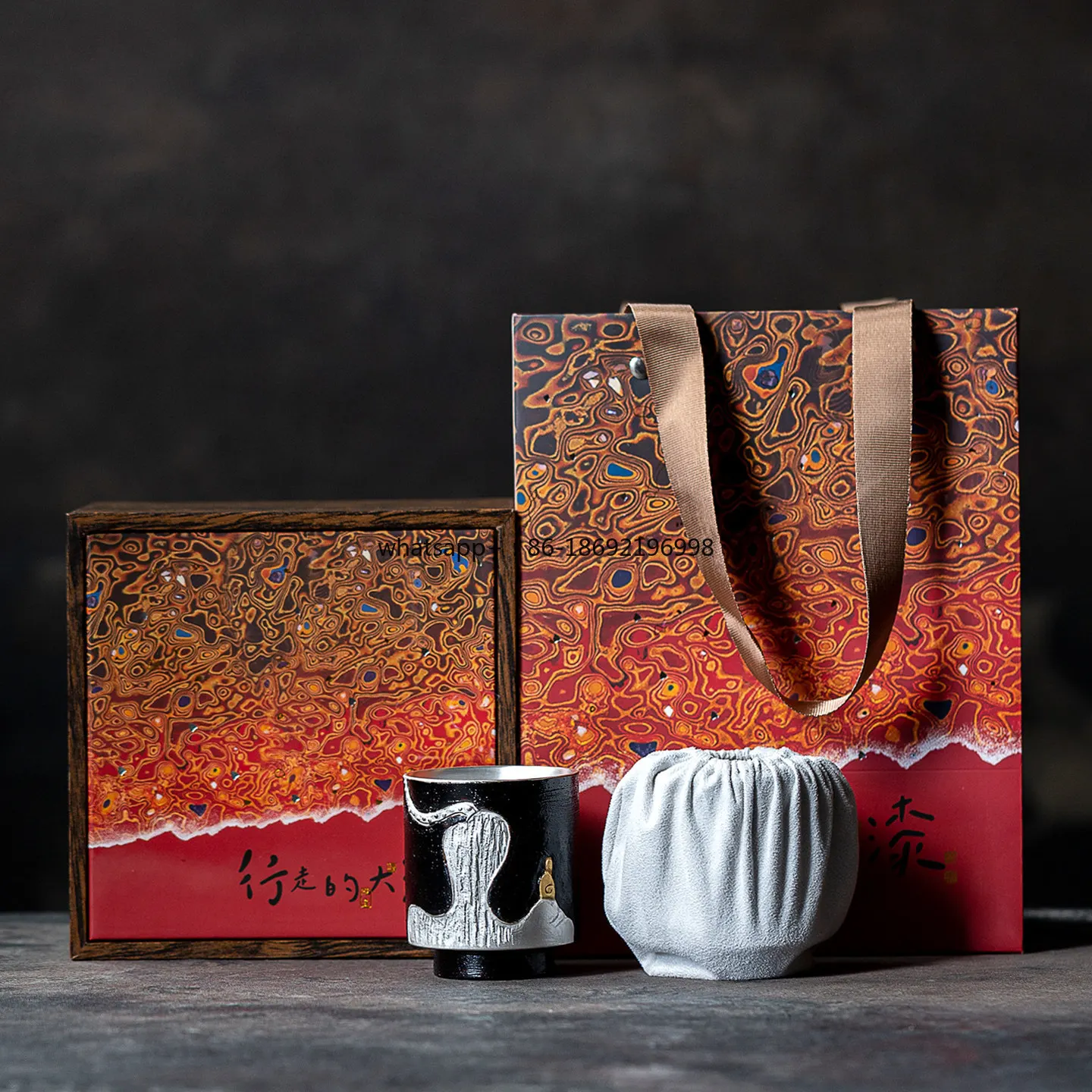 Large Lacquer Handmade Craftsmanship Liu Yin Fuze Ceramic Teacup Master Cup High-end Creative Gift Gift Box