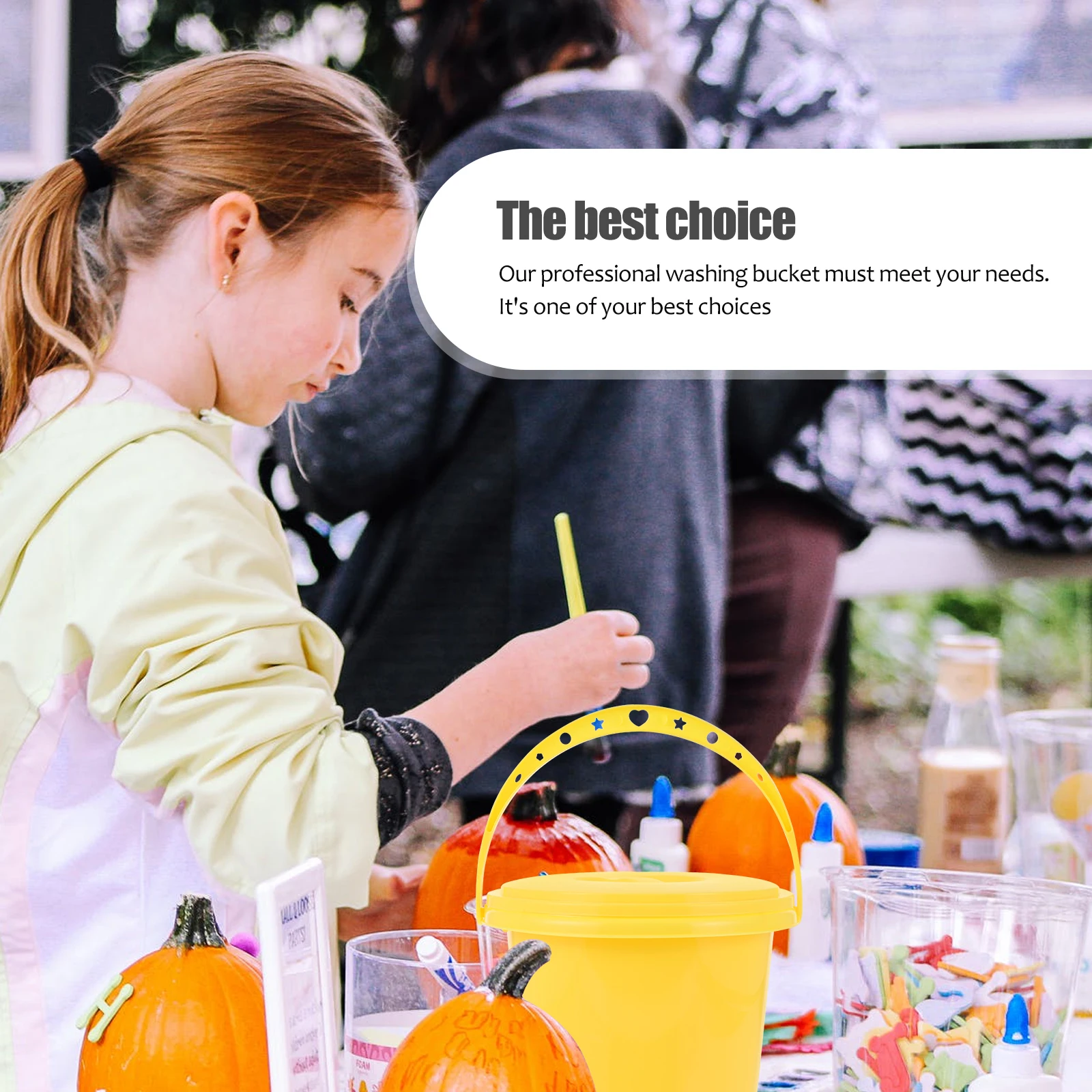 1세트 세척 가능한 페인트 브러시 버킷, 혼합판 포함, 견고한 플라스틱 미술 도구, 예술가, 공예, 페인팅 수업용 브러시