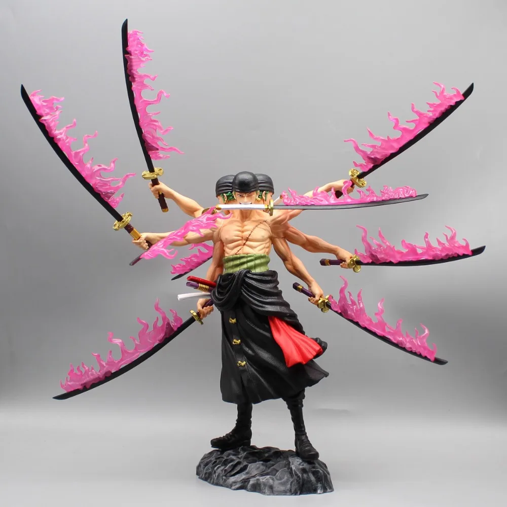 40cm Roronoa Zoro Santōryū Three Heads Six Arms One Piece Figure Anime Peripheral PVC Action Figure Decoration Model Toys Gift