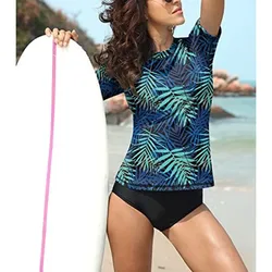 Rashguards Women's Short Sleeve Surfing Wear Swim Shirt Rash Guard Uv Protection Water Sport Diving T-shirt Swimwear Clothes