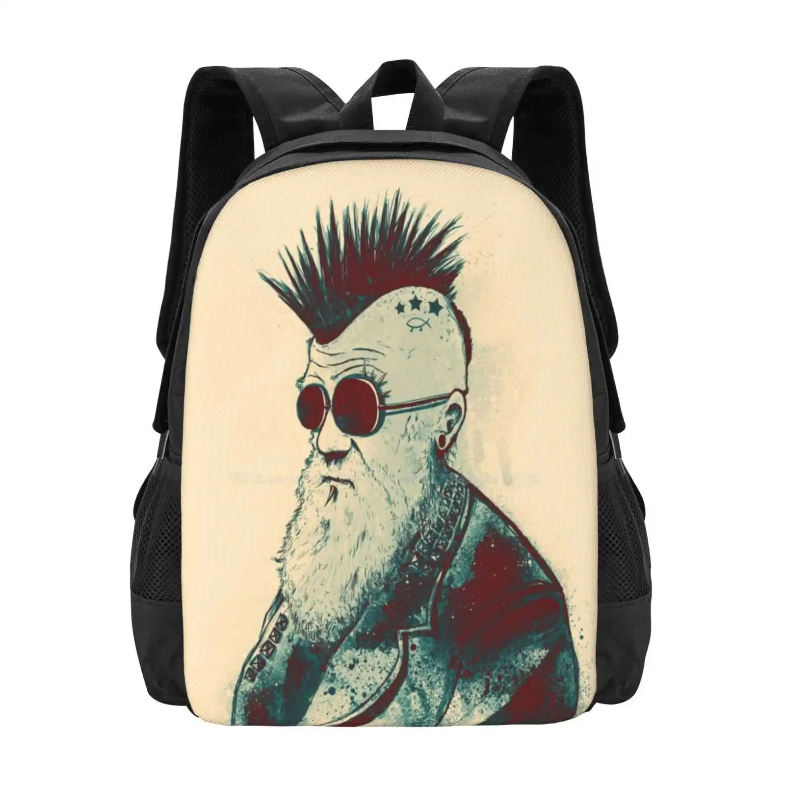 Evolution Of 3D Print Design zaino borsa per studenti Darwin Theory Evolution Science Portrait Punk Mohawk Piercing Studs Spikes