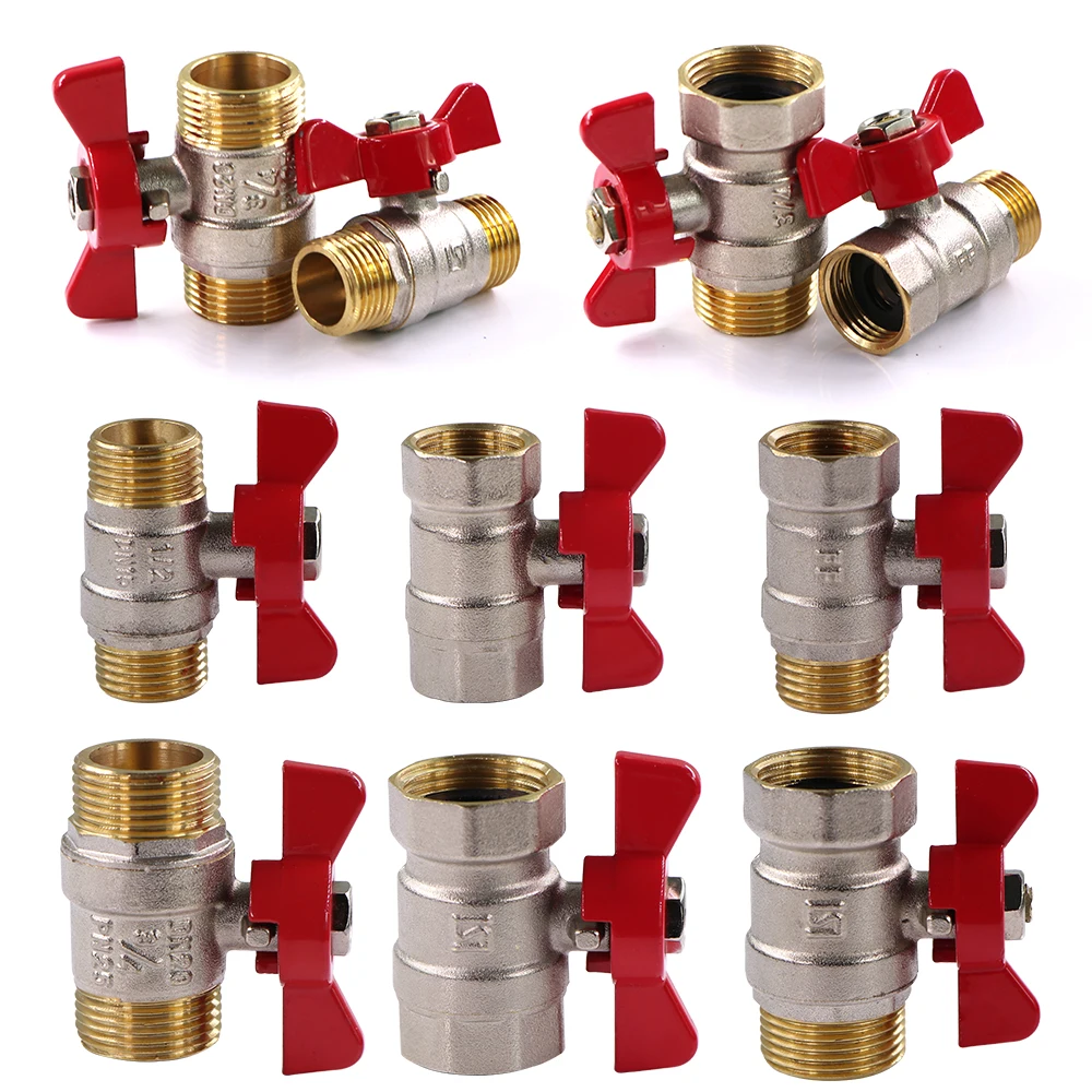 

1/2" 3/4" Garden Brass Ball Valve Pipeline Adapter Female x Male Thread Quick Connector Stop Water Connect Repair Coupler Joints