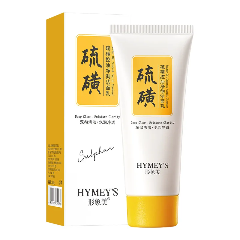 Nettoyant contrôle de l'huile de soufre, nettoyage en profondeur, doux, rafraîchissant, hydratant, nettoyant pour le visage, lavage du visage
