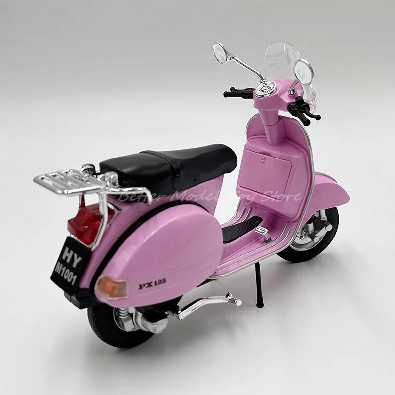 1:10 รถจักรยานยนต์โมเดลของเล่นสกู๊ตเตอร์ Vespa PX125 แบบจําลองพร้อมเสียงและไฟ
