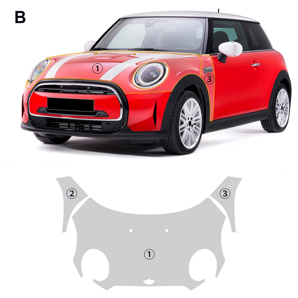 

For Mini F56 Cooper S 2-doors 2022-2024 TPU Pre-cut Scratch-resistant Front Bumper Hood Engine Transparent Protective Film PPF