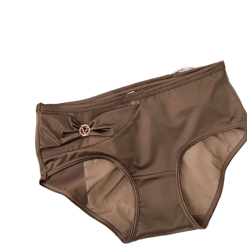 

Popular Original Careful Machine Design Girl Briefs Satin Luxury High-end Silky Underwear Women's Pure Cotton Crotch New Panties