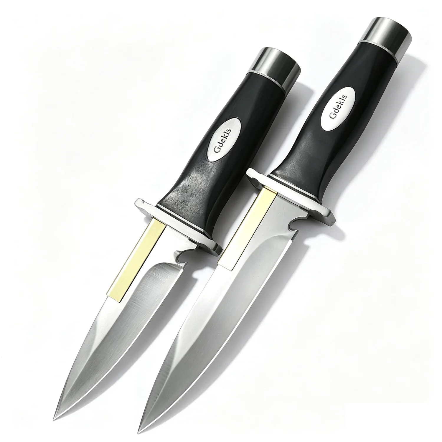 Set di 2 coltelli Gdekis con lama fissa, lama in acciaio inossidabile lucidato, elegante manico robusto, coltello da collezione di pregevole fattura, regalo di alta qualità per collezionisti, elemento