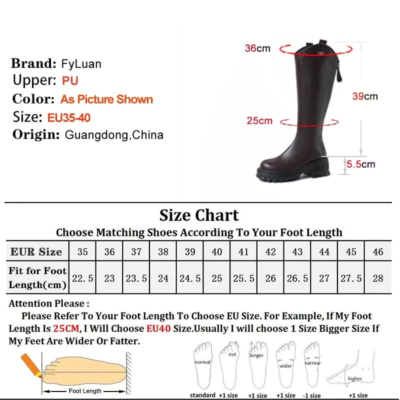 2025 New Knight Boots Woman Classic Tall Boots Thick Soled Casual Versatile Knee Length Boots Brown Coarse Heel Ladies Long Boot
