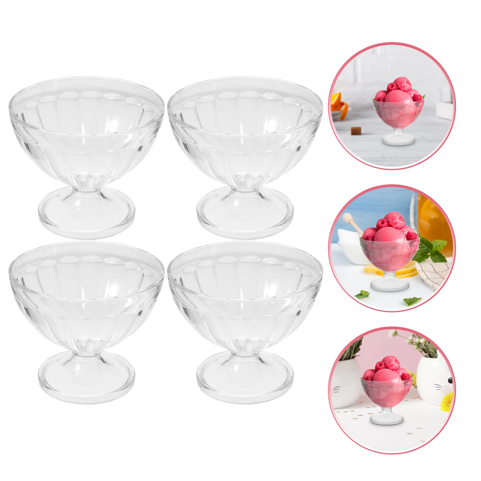 

4 Pcs Fruit Smoothie Cup Practical Ice Cream Cups Yogurt Storage Bowl Portable Flower Cone As Clear Holders Safe