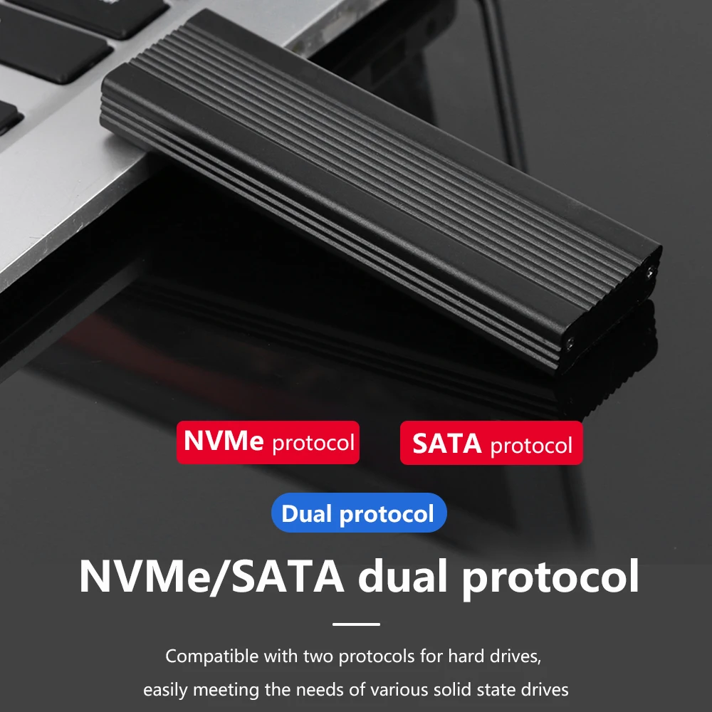TISHRIC-carcasa M.2 NVMe SATA SSD, carcasa NVME PCIe para M.2 NVMe NGFF SATA SSD, compatible con llaves M, B y M