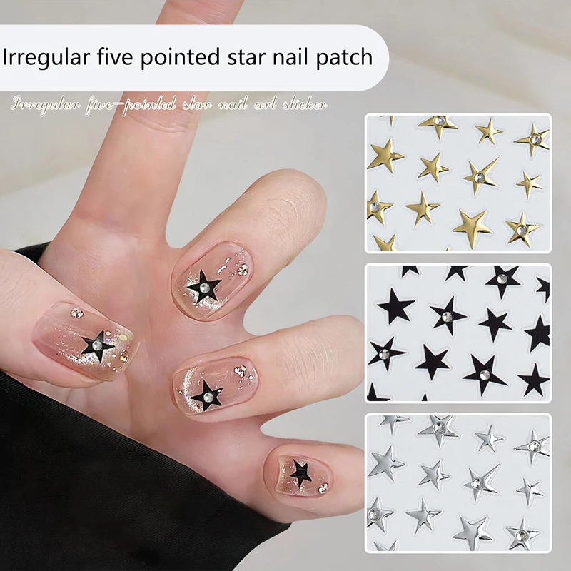 Five Pointed Star Nail Sticker With Diamonds Shape Irregular Nail Sticker Enhancement Adhesive Stereoscopic Personality