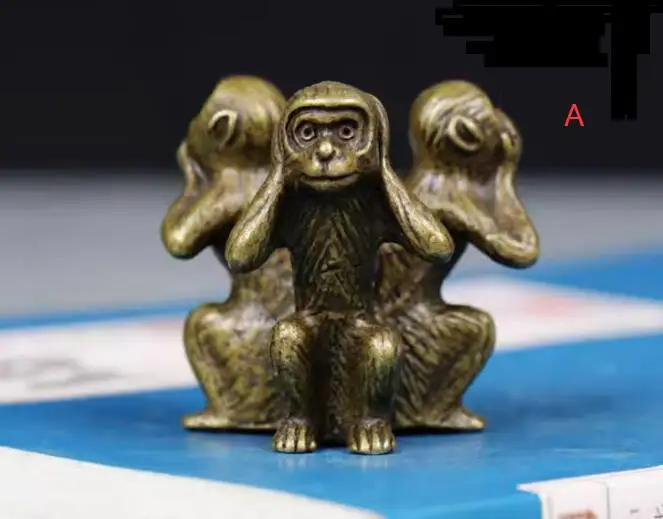 

Pure copper antique Monkeys don't look, don't say, don't listen craftsmanship home living room office desktop decoration