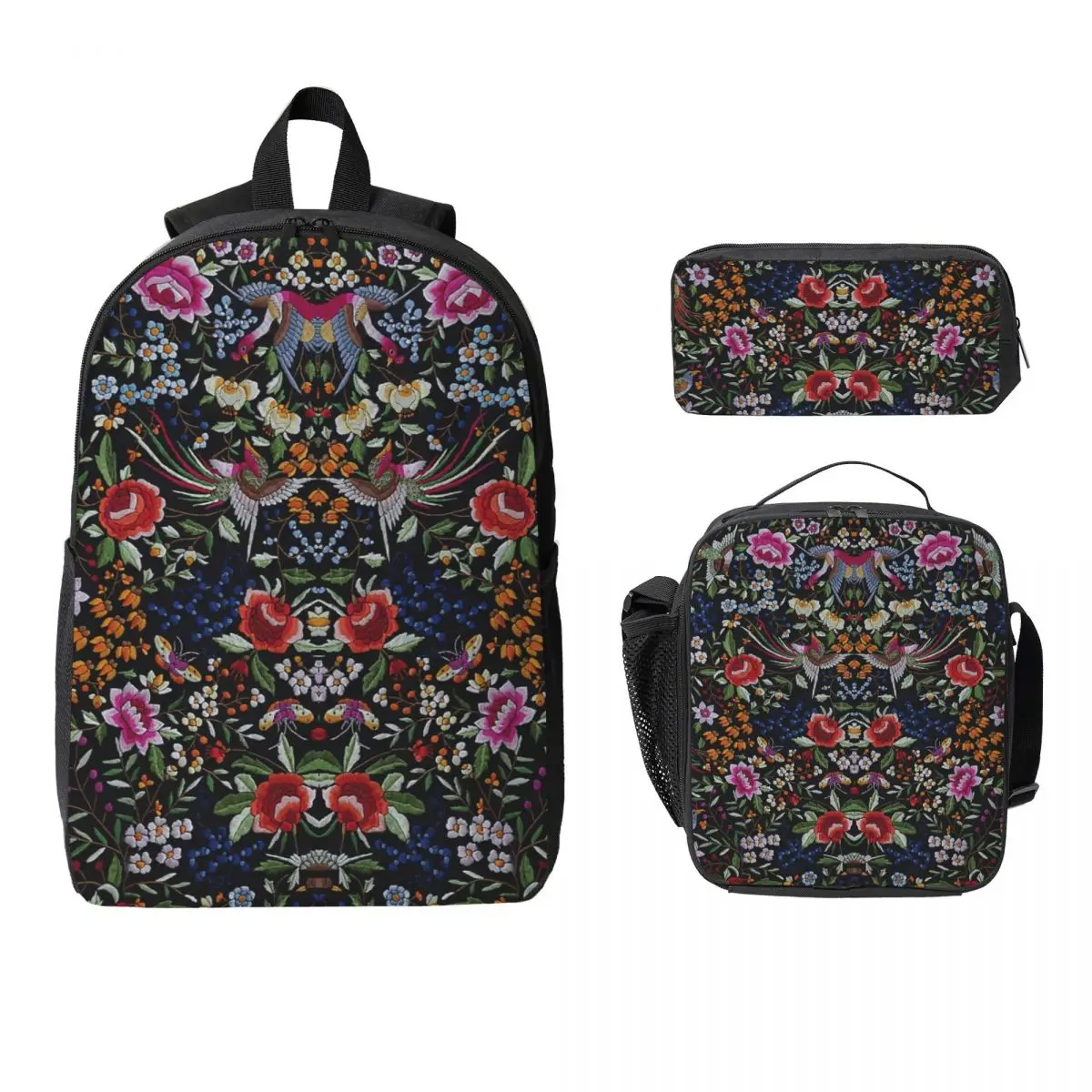 

Spanish Flamenco Manton Shawl Motif Backpack BookBag School Bag Laptop Shoulder Bags 3ps Insulated Lunch Bag Pencil Case