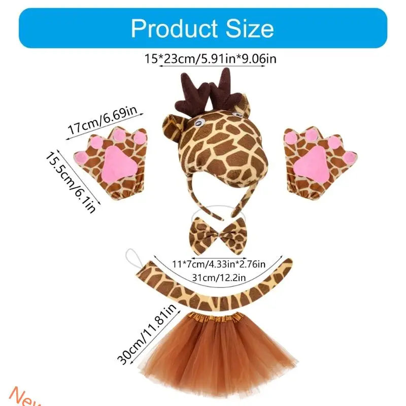 1/3/4/5 Tier Giraffe Kostümzubehör Halloween Cosplay -Kostüm für Mädchen