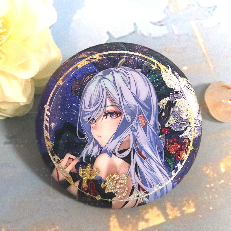 Anime Genshin Impact Shenhe Ganyu Deepavali Cosplay Acrylic Standing Sign Stand Figure Cartoon Laser Ticket Badge Card Xmas Gift