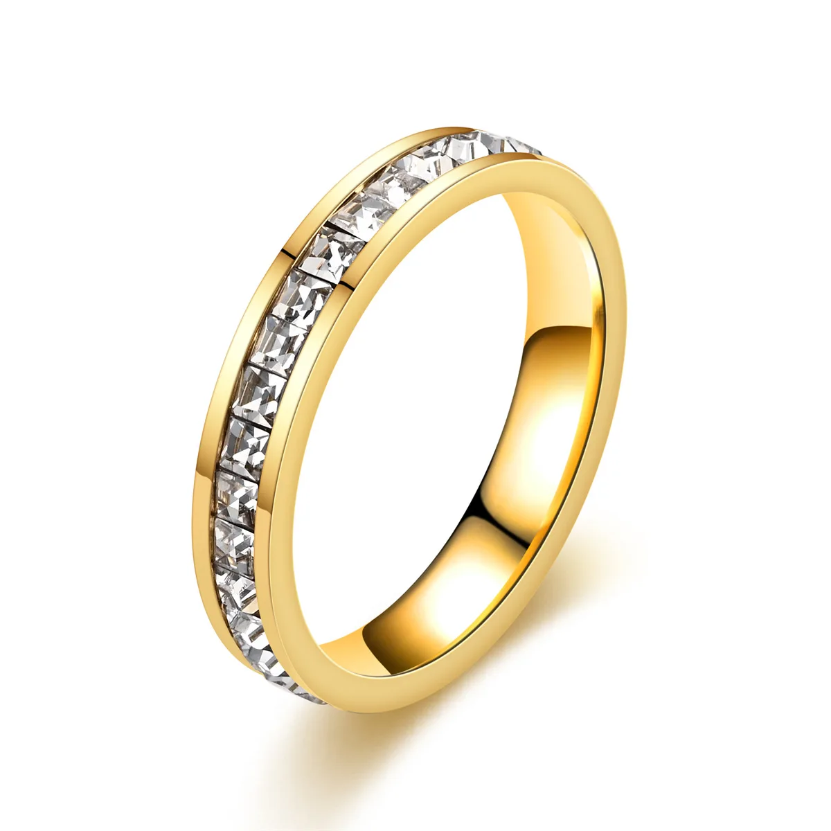 2026 New Unisex 4mm Luxury Stainless Steel Men Women Statement Cubic Zircon Rings Gold Silver Color US size 5 6 7 8 9 10 11 12