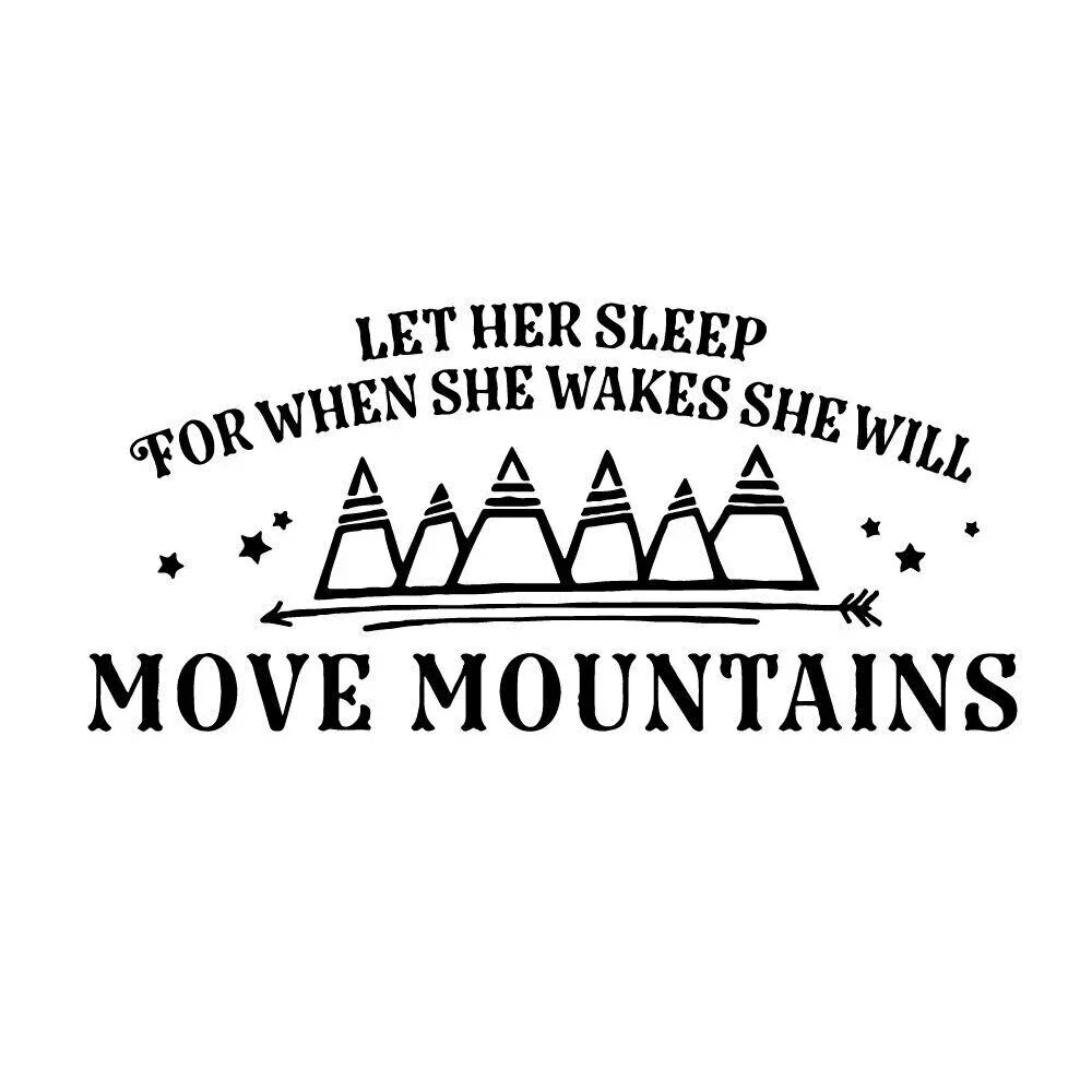 ملصقات حائط اقتباسات مضحكة دعها ينام عندما يستيقظ أنها تتحرك الجبال #3