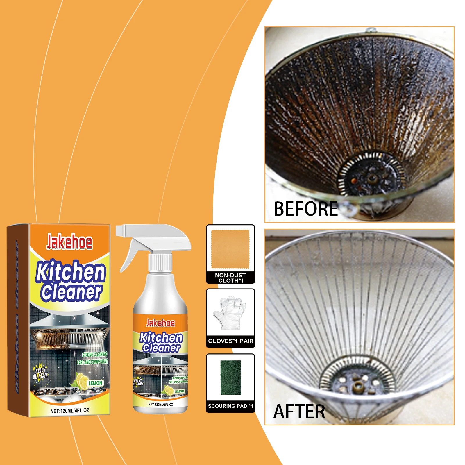 

100ML Kitchen Heavy Oil Stain Cleaner Quick Degreasing Strong Cleaning Stubborn Dirts Restoring Gloss Kitchen Cleaner Spray