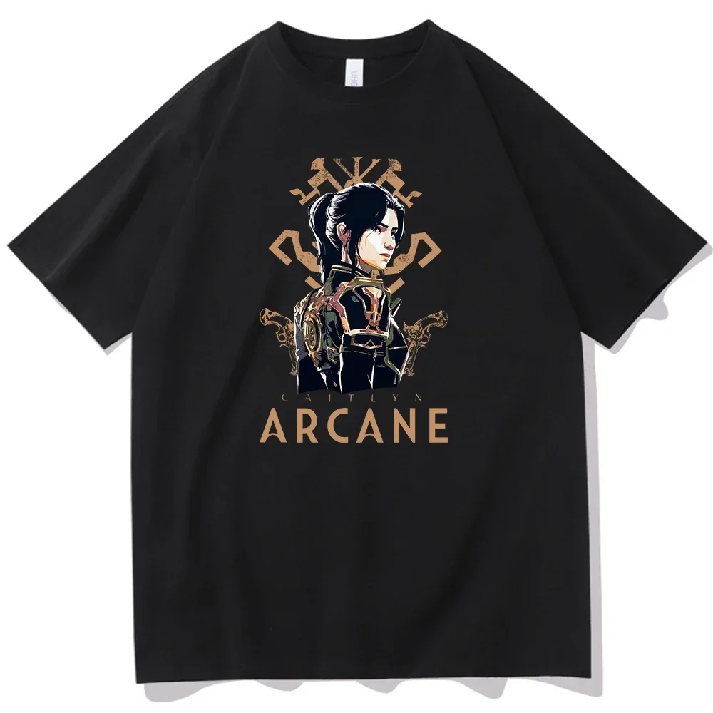 

Men's Arcane character pattern printed 100% pure cotton short-sleeved T-shirt cartoon Harajuku streetwear