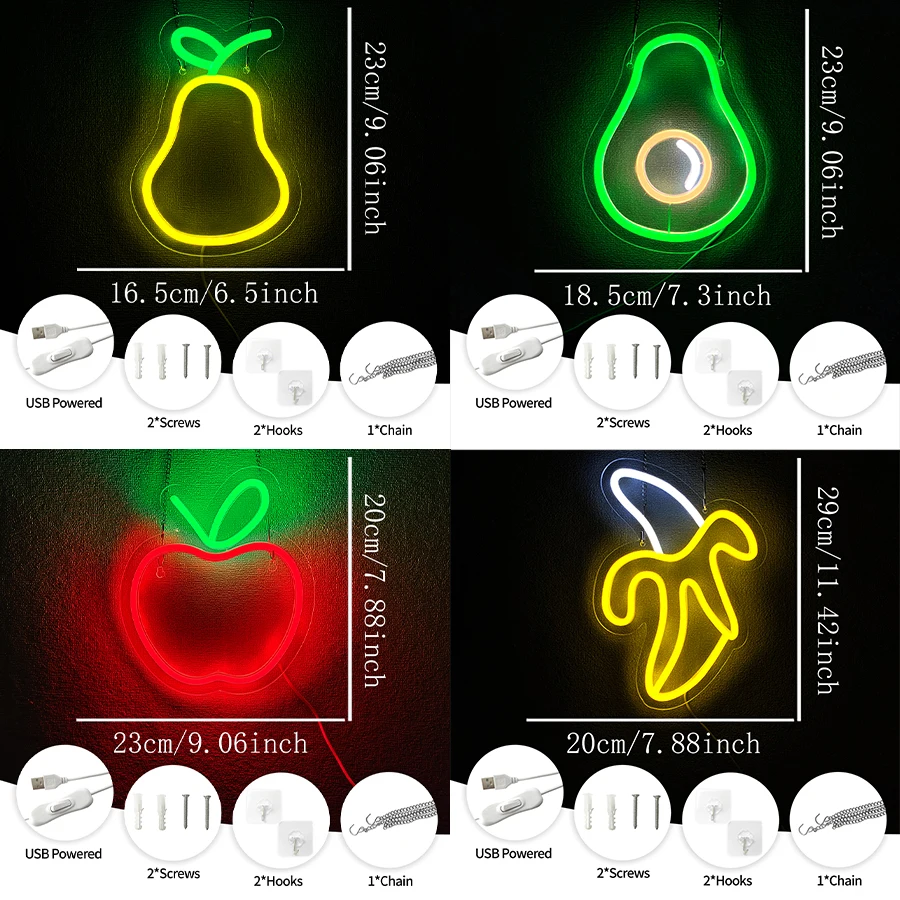 Avocado Neon Sign For Wall Decor,Light Up Sign For Bedroom,Living Room,Supermarket,Fruit Shop,Birthday Party,Kitchen Decor,Gifts