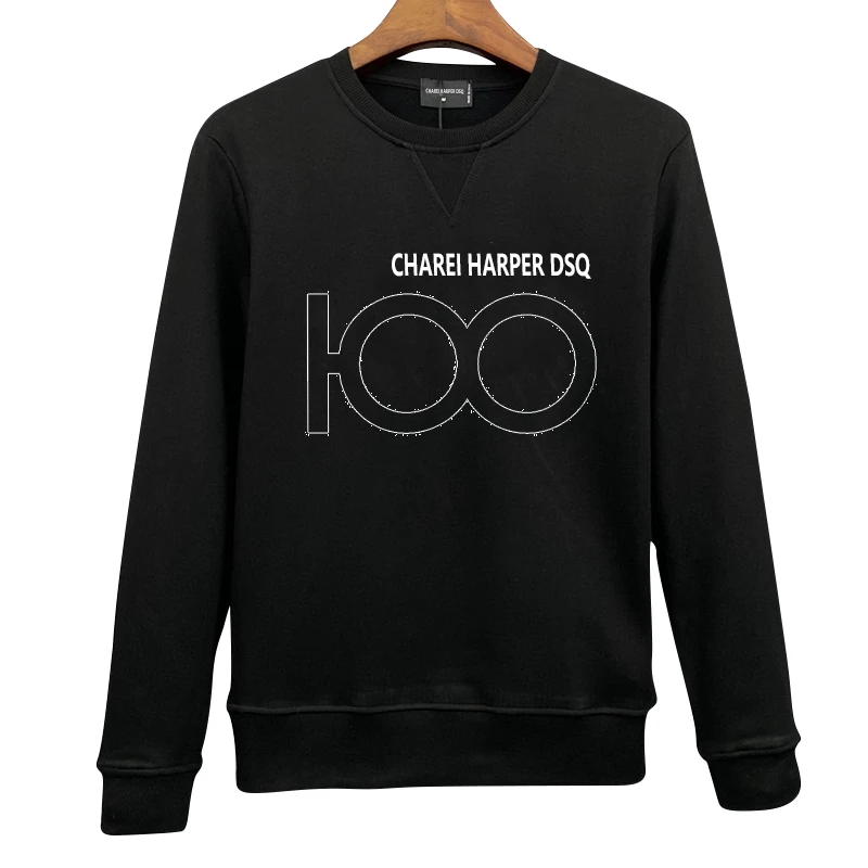 charei harper dsq ds510 Embroidered letter couple hoodie new autumn and winter round neck long sleeve bottom shirt men's hoodie