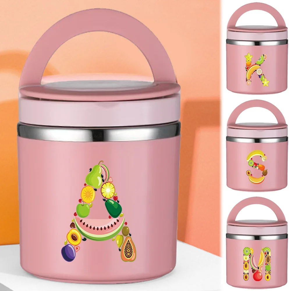 

New Thermal Jar Insulated Soup Cup Children Worker Fruit Letter Series Lunch Box Portable Camping Picnic Bento Lunch Box Unisex
