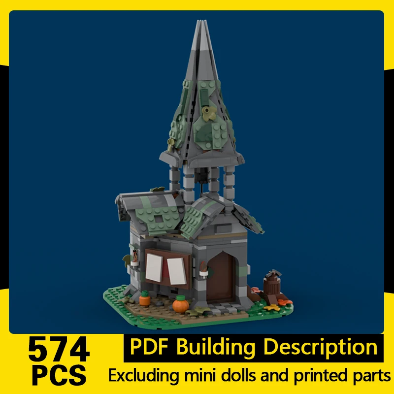 

Medieval Castle Model MOC Building Bricks Old Town Bell Tower Modular Technology Gifts Holiday Assemble Children Toys Suit