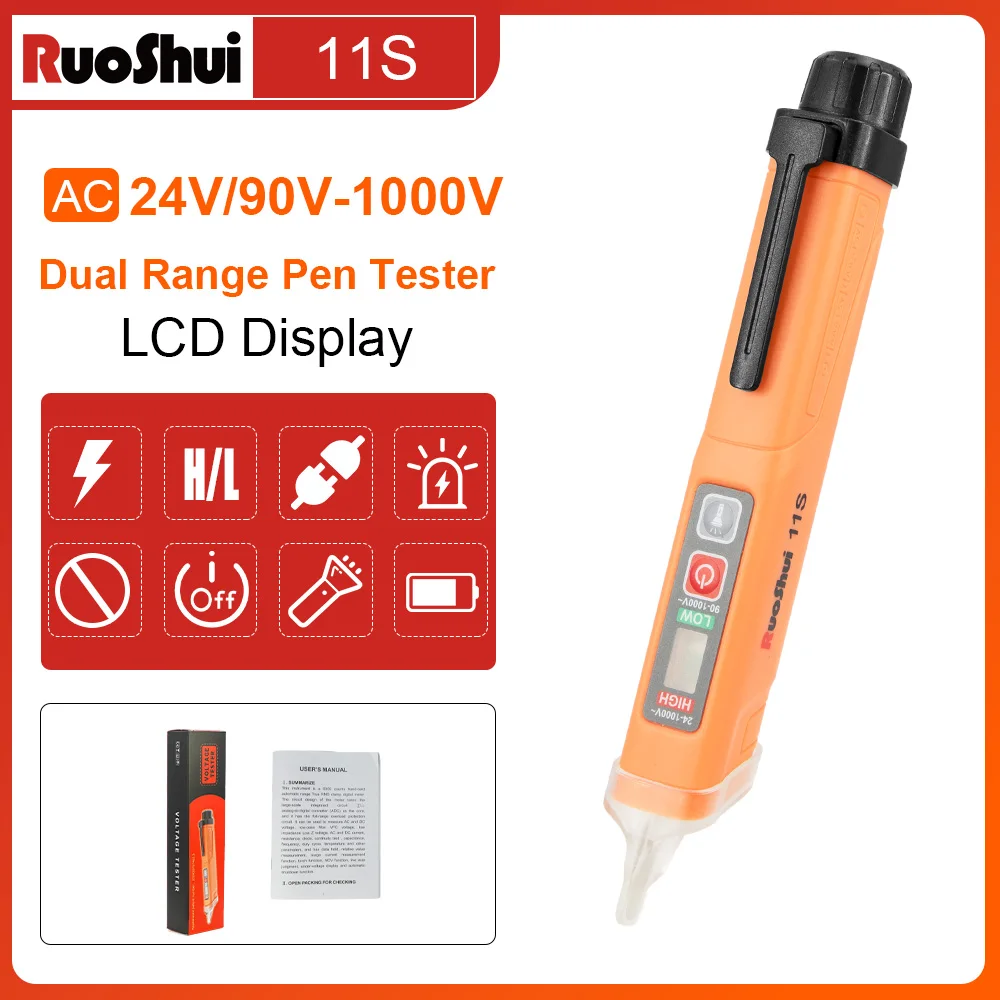 

Ручка-тестер напряжения VICTOR, бесконтактный тестер напряжения переменного тока 24–1000 В/90–1000 В, тестер электрических цепей, ручка-тестер живого/напряжения, ЖК-дисплей