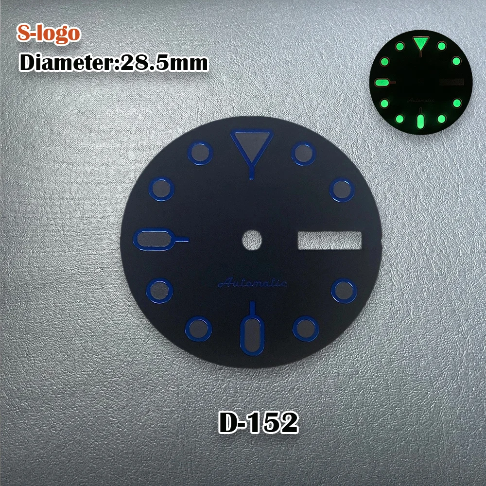 New 28.5mm NH36 Dial S Logo Green Luminous SKX007 Dial Suitable For NH36 Japanese Automatic Movement Watch Accessories