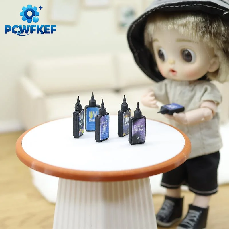 Mini Fake UV Glue Bottle Model Tools Dollhouse Miniature Glue Prop DIY Accessory Scene Decoration Desktop Ornament