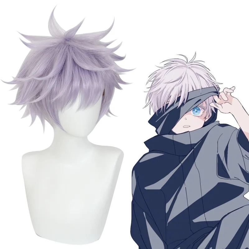 Shuutan Jujutsu Kaisen Gojo Satoru Regelmäßige Lose Version Helllila Umgedreht Cosplay Anime Perücke 458F