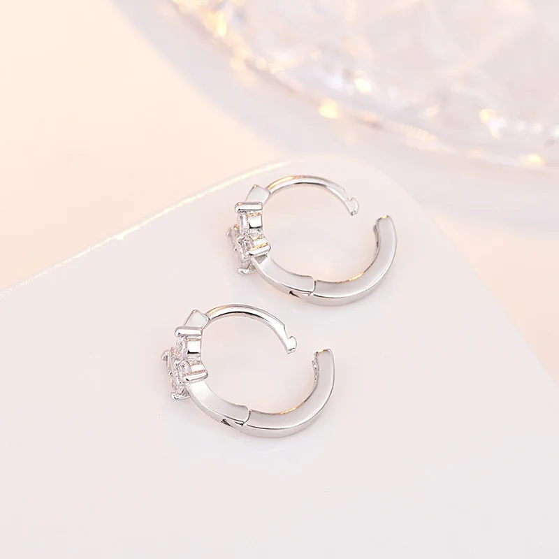 925 Sterling Silver New Jewelry Fashion Crystal Butterfly Hoop Earrings For Women XY0124