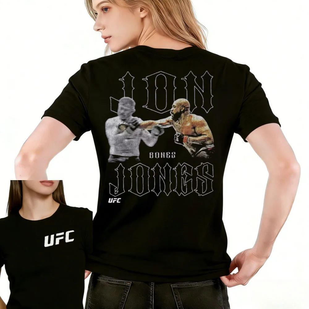 

2026 Summer UFC Jon Jones Fighting Graphic T-shirt Women Sports Cotton Short Sleeve Loose Leisure Fitness Shirt Unisex