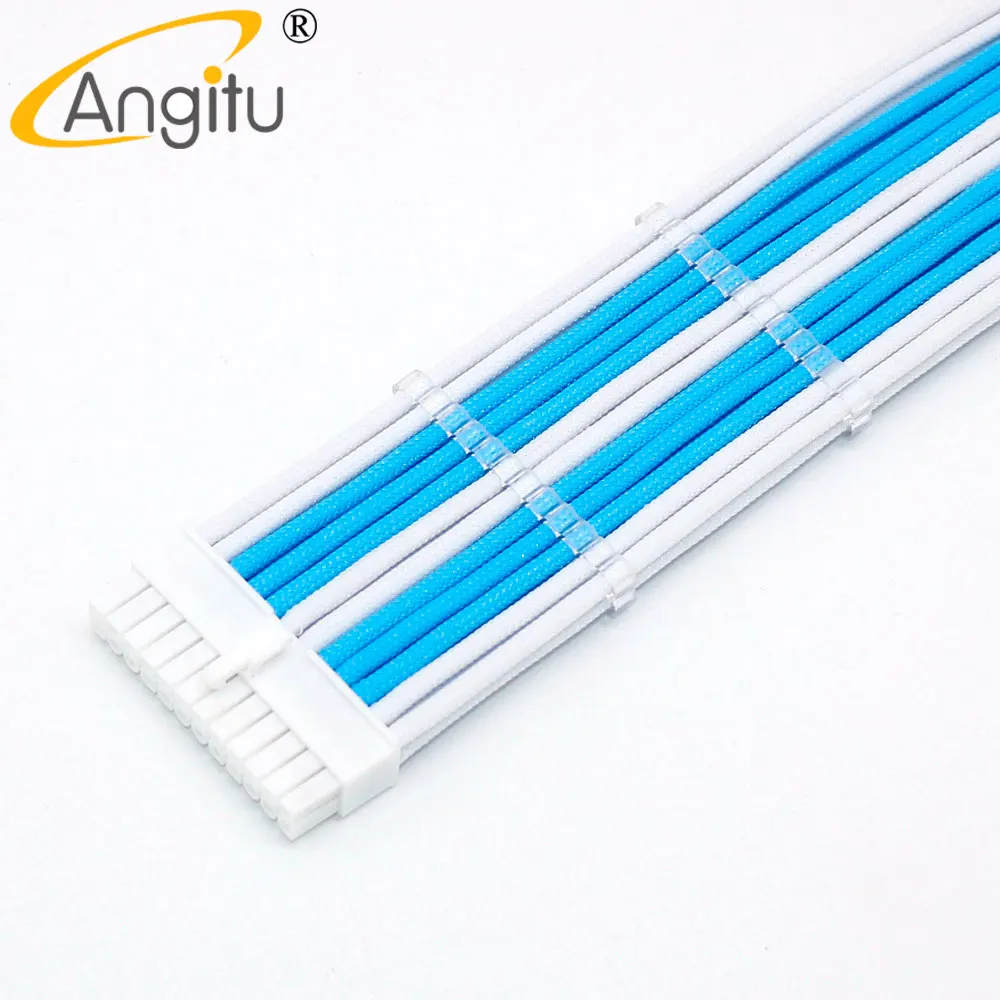 Angitu 20/30cm 24pin ATX Extension Power Cable Motherboard 24 Pin Male to Female Adatper 10 Colors With Free Cable Combs