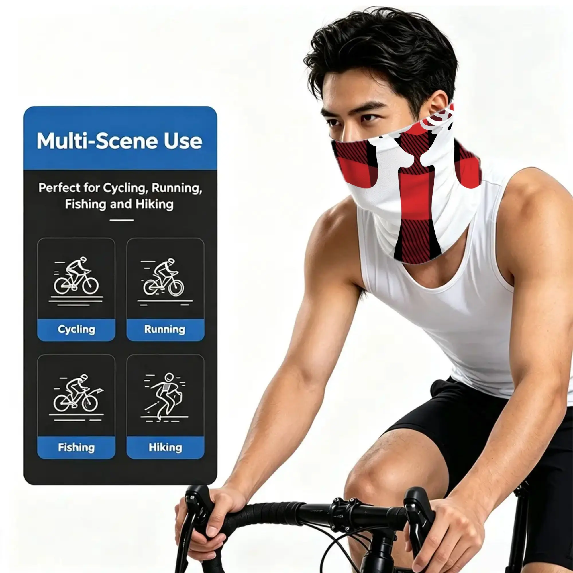 Merry Christmas Reindeer Neck Gaiter Seamless Breathable Multi-Function Headwear Quick Dry Sports Bandana Face Mask