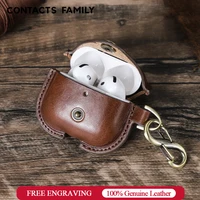 Funda de cuero genuino para AirPods 4, funda protectora para auriculares Apple Air Pods de 4. a generación 2024