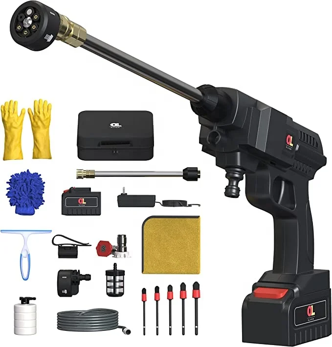 

24V Cordless Pressure Washer | Portable Pressure Washer Gun with 6-in-1 Multifunction Nozzle | Cordless Power Washer with Batter