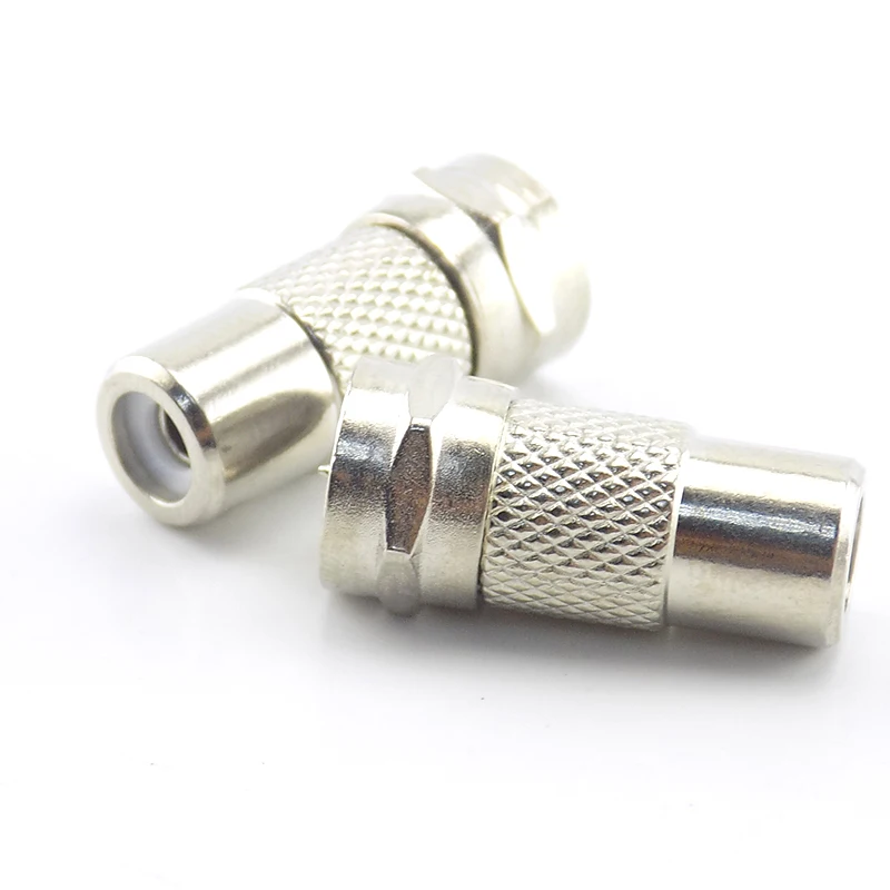 2 szt. Adapter F wtyk męski na gniazdo żeńskie RCA TV złącze wideo kabel koncentryczny prosty RF koncentryczny D5