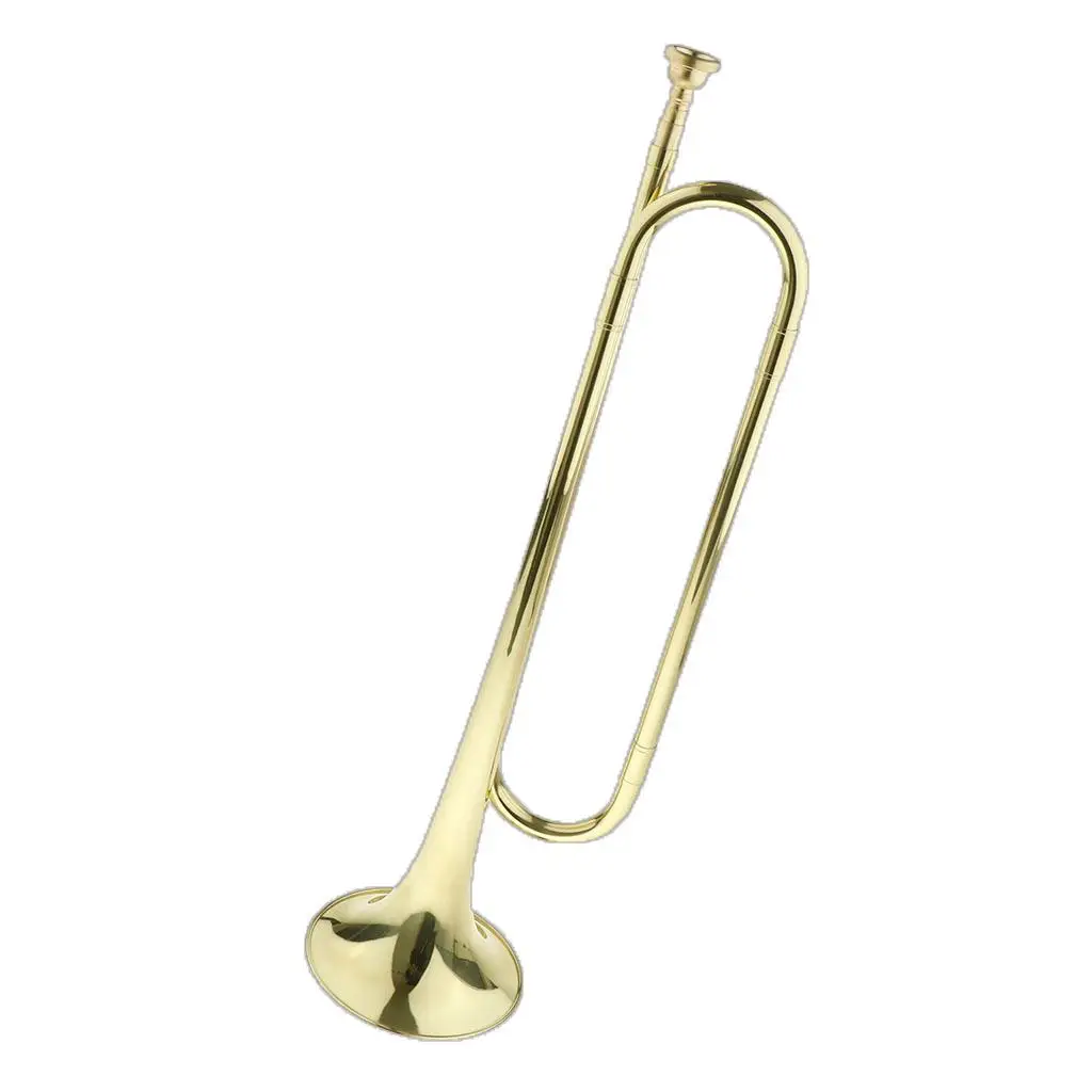 1 stuk gouden studenten trompet bugel koperinstrument, goudkleurig, 50,5 x 12,2 cm