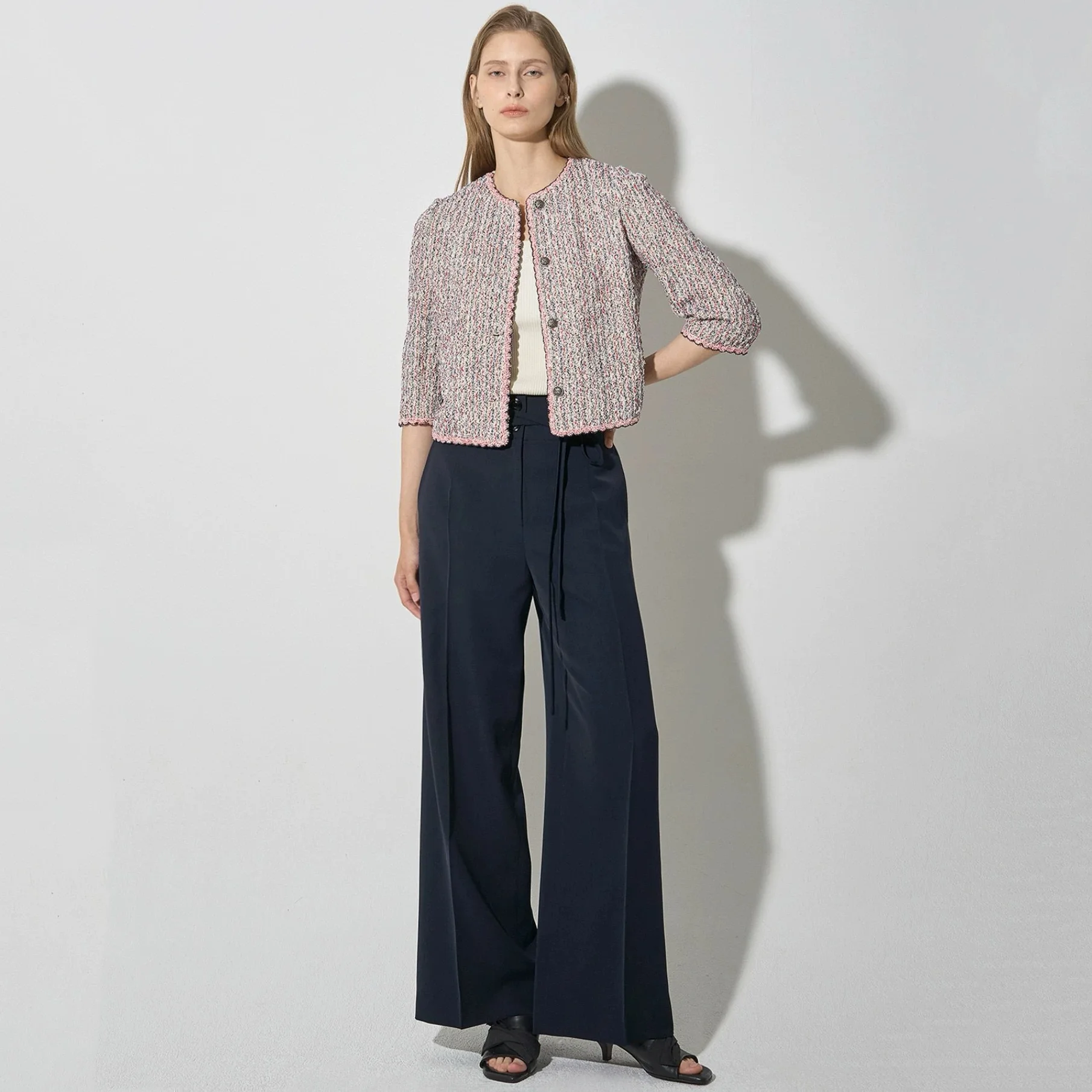 Broek met hoge taille en wijde pijpen Linnen materiaal Woon-werkverkeer Faion Belt Design Dames casual broek Comfortabele broek met hoge taille